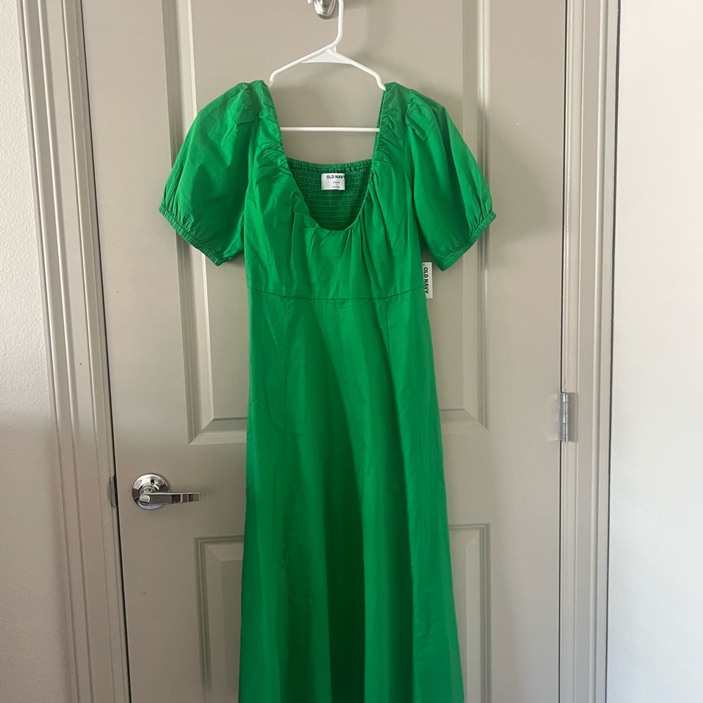Green Puff Sleeve Dress